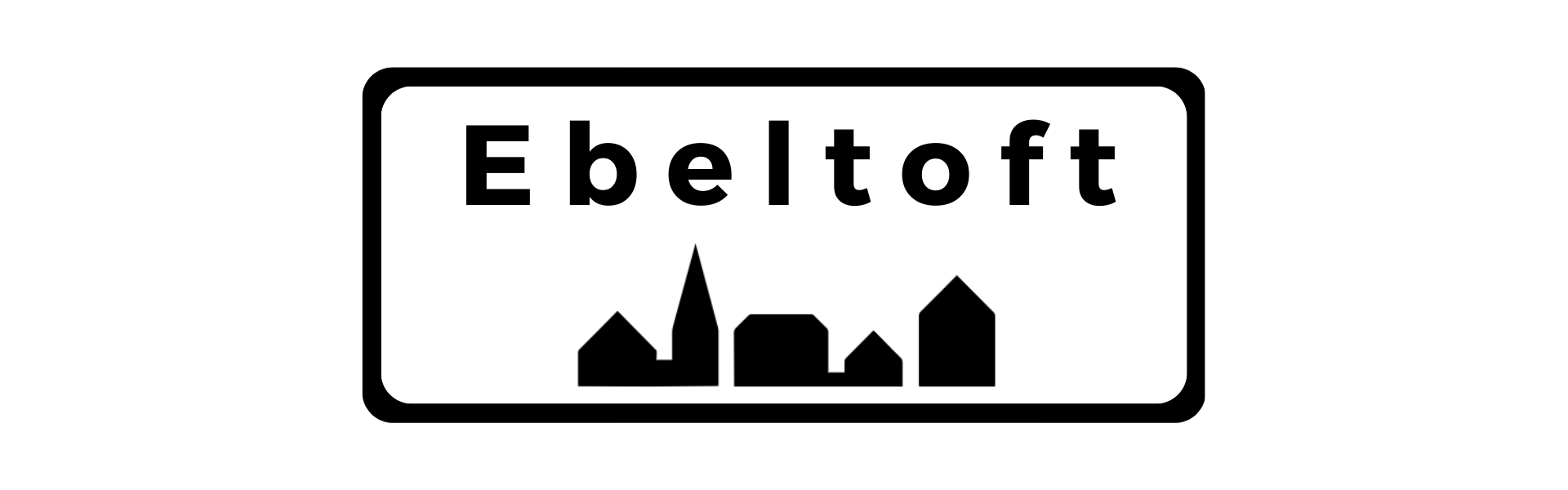 Byskilt Ebeltoft med beskrivelse af byen